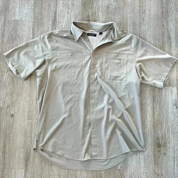 Mens Roundtree & Yorke Beige Outdoor Button Up Shirt - 2XT - Picture 1 of 9